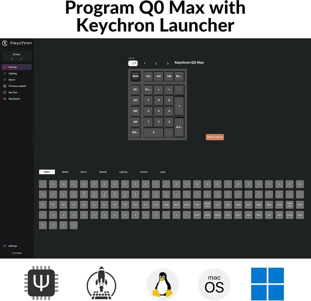 Alt view image 4 of 7 - Keychron Q0 Max Wireless Custom Mechanical Numpad, Aluminum Body, Black 2.4 GHz/Bluetooth/USB-C Wired, QMK Programmable Knob, PBT Keycaps Hot-Swappable, RGB Backlight for Laptop Mac Windows Linux