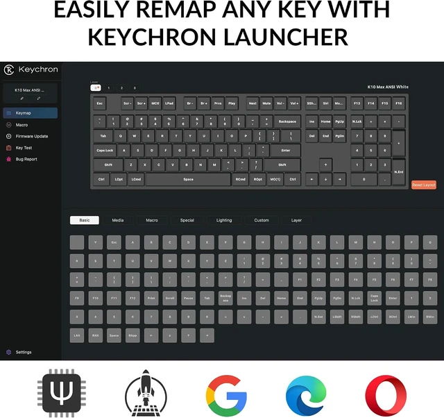 Alt view image 4 of 7 - Keychron K10 Max Wireless Custom Mechanical Keyboard, 100% Layout QMK 2.4 GHz Bluetooth White Backlit with Hot-swappable Keychron Super Red Switch Compatible with Mac Windows Linux