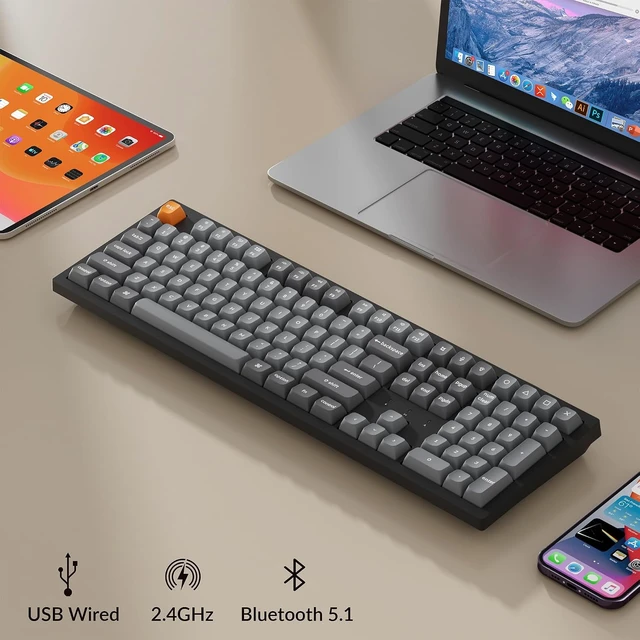 Alt view image 5 of 7 - Keychron K10 Max Wireless Custom Mechanical Keyboard, 100% Layout QMK 2.4 GHz Bluetooth White Backlit with Hot-swappable Keychron Super Red Switch Compatible with Mac Windows Linux