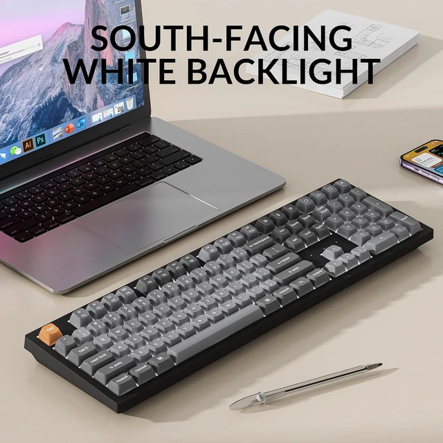 Alt view image 6 of 7 - Keychron K10 Max Wireless Custom Mechanical Keyboard, 100% Layout QMK 2.4 GHz Bluetooth White Backlit with Hot-swappable Keychron Super Red Switch Compatible with Mac Windows Linux