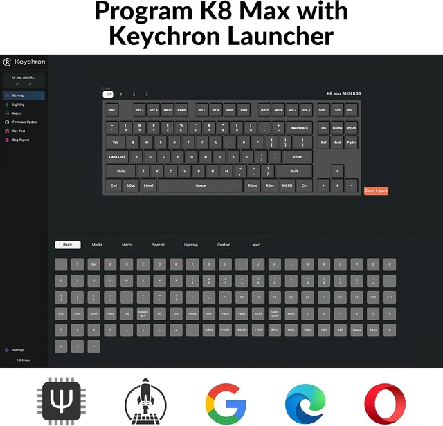 Alt view image 3 of 7 - Keychron K8 Max Wireless Mechanical Gaming Keyboard, TKL Layout QMK 2.4 GHz/Bluetooth 5.1/Wired Tri-Mode Connection, RGB with Keychron Super Banana Switch Compatible with Mac Windows Linux