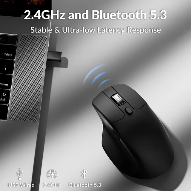Alt view image 5 of 7 - Keychron M6 Silent Wireless Gaming Mouse, 1000Hz, Bluetooth/2.4G/Wired, PixArt 3311 Sensor (12K DPI), 86g, 5 On-Board Memory Profiles for Plug & Play, Programmable for Mac/Win/Linux Black