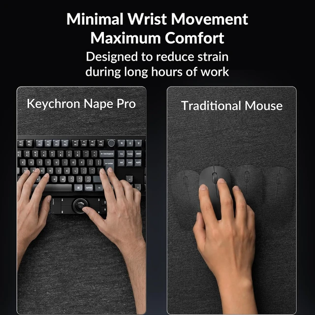 Alt view image 5 of 7 - Keychron Nape Pro Wireless Trackball Mouse, Keyboard-Centric Trackball
For Programmers & Productivity Users, 8-Direction Navigation, ZMK Programmable, 2.4GHz/Bluetooth/Wired, Silent Click - Black