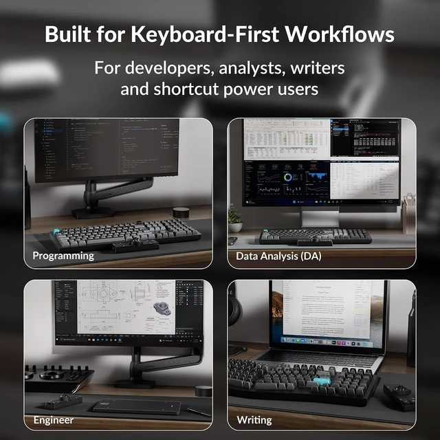 Alt view image 6 of 7 - Keychron Nape Pro Wireless Trackball Mouse, Keyboard-Centric Trackball
For Programmers & Productivity Users, 8-Direction Navigation, ZMK Programmable, 2.4GHz/Bluetooth/Wired, Silent Click - Black