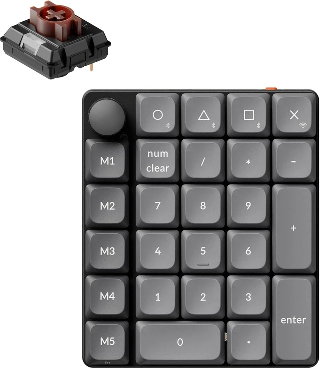 Main image of Keychron K0 Max Wireless Low-Profile Number Pad, QMK/VIA Programmable, Hot-Swappable Brown Switch, RGB Backlit, 2.4GHz & Bluetooth 5.3, 1000Hz Polling Rate, with Knob, for Windows/Mac
