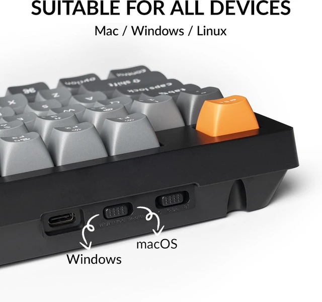 Alt view image 4 of 7 - Keychron K10 Max QMK Wireless Custom Mechanical Full-Size Keyboard 2.4 GHz Wireless & Bluetooth with Hot-swappable Apex Banana Switch Compatible with Mac Windows Linux - Black
