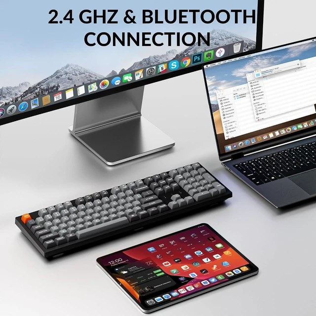 Alt view image 5 of 7 - Keychron K10 Max QMK Wireless Custom Mechanical Full-Size Keyboard 2.4 GHz Wireless & Bluetooth with Hot-swappable Apex Banana Switch Compatible with Mac Windows Linux - Black