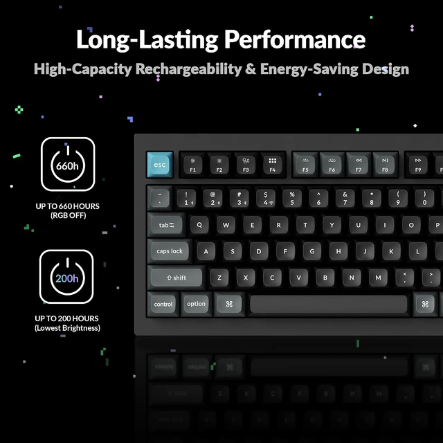 Alt view image 6 of 7 - Keychron Q1 Ultra 8K 75% Wireless Custom Mechanical Keyboard Fully Assembled Aluminum, Hot-Swappable, 2.4 GHz/Bluetooth 5.3/Wired, ZMK, RGB, Knob, 660-Hour Battery, Red Switch, Black