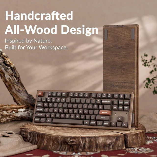 Alt view image 2 of 7 - Keychron K8 HE TKL 80% Wireless Custom Mechanical Keyboard, All-Wood
Hall Effect Magnetic Switch, Rapid Trigger, 2.4 GHz Bluetooth, QMK/Launcher Web, RGB, 87 Keys, Walnut, Mac Windows Linux