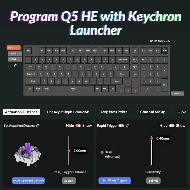 Alt view image 2 of 7 - Keychron Q5 HE 96% Rapid Trigger Wireless Hall Effect Keyboard, White
Hot-Swappable Magnetic Switches, Adjustable Actuation, 2.4 GHz/Bluetooth/USB-C, Aluminum Body, Custom RGB, Mac Windows Linux