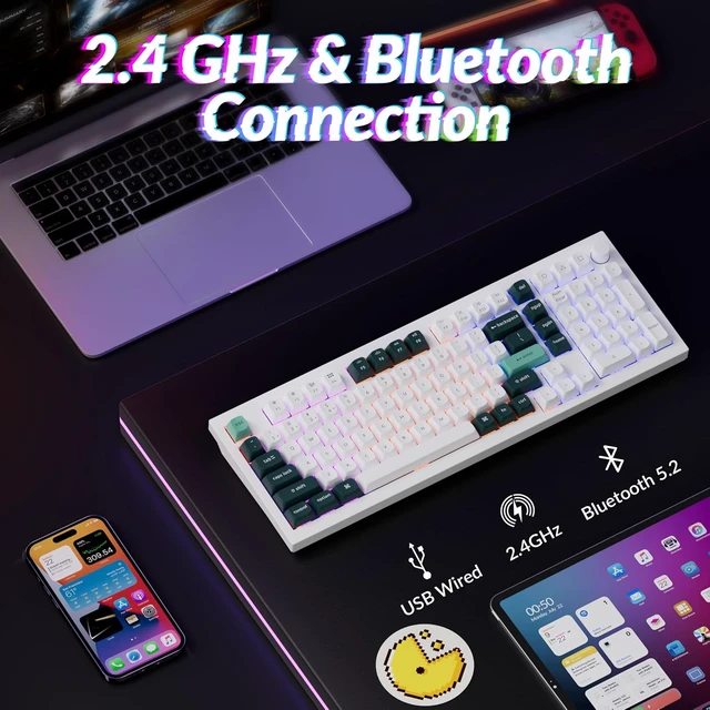 Alt view image 7 of 7 - Keychron Q5 HE 96% Rapid Trigger Wireless Hall Effect Keyboard, White
Hot-Swappable Magnetic Switches, Adjustable Actuation, 2.4 GHz/Bluetooth/USB-C, Aluminum Body, Custom RGB, Mac Windows Linux