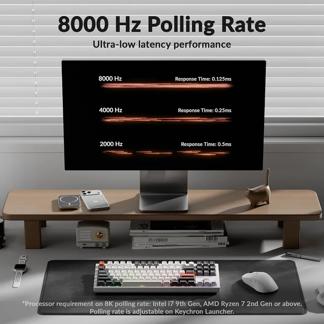Alt view image 5 of 7 - Keychron Q3 Ultra Wireless Mechanical Keyboard 8KHz Polling Rate, TKL 2.4G/Bluetooth 5.3/Wired Up to 660 Hours Long Battery Life, Hot-Swappable Aluminum RGB Gaming ZMK for Mac/Windows/Linux-White