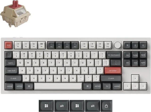 Main image of Keychron Q3 Ultra Wireless Mechanical Keyboard 8KHz Polling Rate, TKL 2.4G/Bluetooth 5.3/Wired Up to 660 Hours Long Battery Life, Hot-Swappable Aluminum RGB Gaming ZMK for Mac/Windows/Linux-White