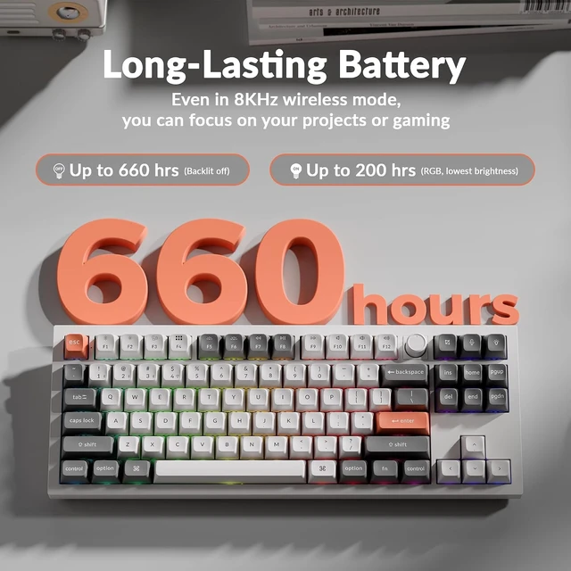 Alt view image 2 of 7 - Keychron Q3 Ultra Wireless Mechanical Keyboard 8KHz Polling Rate, TKL 2.4G/Bluetooth 5.3/Wired Up to 660 Hours Long Battery Life, Hot-Swappable Aluminum RGB Gaming ZMK for Mac/Windows/Linux-White