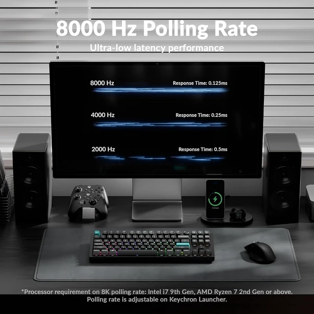 Alt view image 5 of 7 - Keychron Q3 Ultra Wireless Mechanical Keyboard 8KHz Polling Rate, TKL 2.4G/Bluetooth 5.3/Wired Up to 660 Hours Long Battery Life, Hot-Swappable Aluminum RGB Gaming ZMK for Mac/Windows/Linux-Black