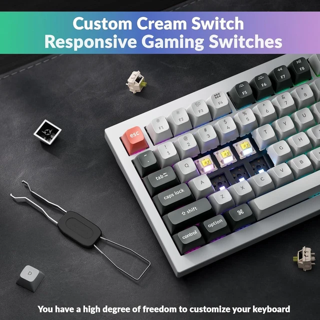 Alt view image 5 of 7 - Keychron Q1 Ultra 8K 75% Wireless Custom Mechanical Keyboard Fully Assembled Aluminum, Hot-Swappable, 2.4 GHz/Bluetooth 5.3/Wired, ZMK, RGB, Knob, 660-Hour Battery, Brown Switch, White