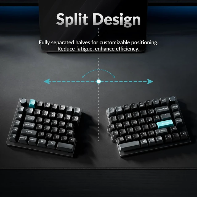 Alt view image 3 of 7 - Keychron Q11 Ultra 8K Wireless Split Mechanical Keyboard, Aluminum - Black 75% Layout Hot-Swappable Red Switch, 2.4 GHz/Bluetooth 5.3/Wired, ZMK Programmable Dual Knobs PBT Keycaps, Mac/Windows/Linux