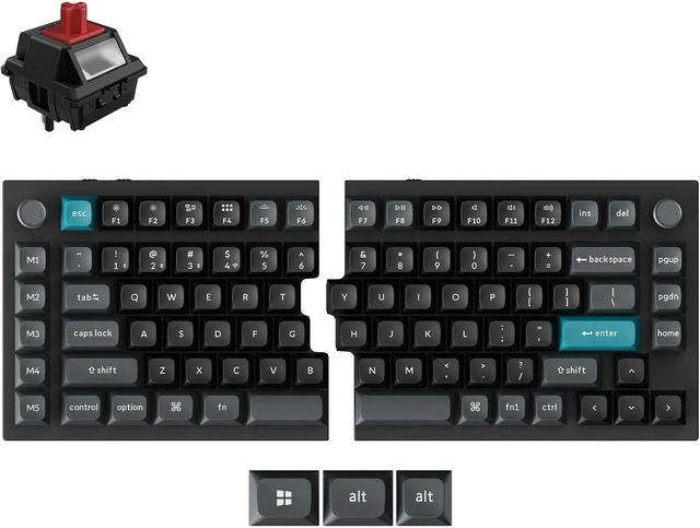 Main image of Keychron Q11 Ultra 8K Wireless Split Mechanical Keyboard, Aluminum - Black 75% Layout Hot-Swappable Red Switch, 2.4 GHz/Bluetooth 5.3/Wired, ZMK Programmable Dual Knobs PBT Keycaps, Mac/Windows/Linux