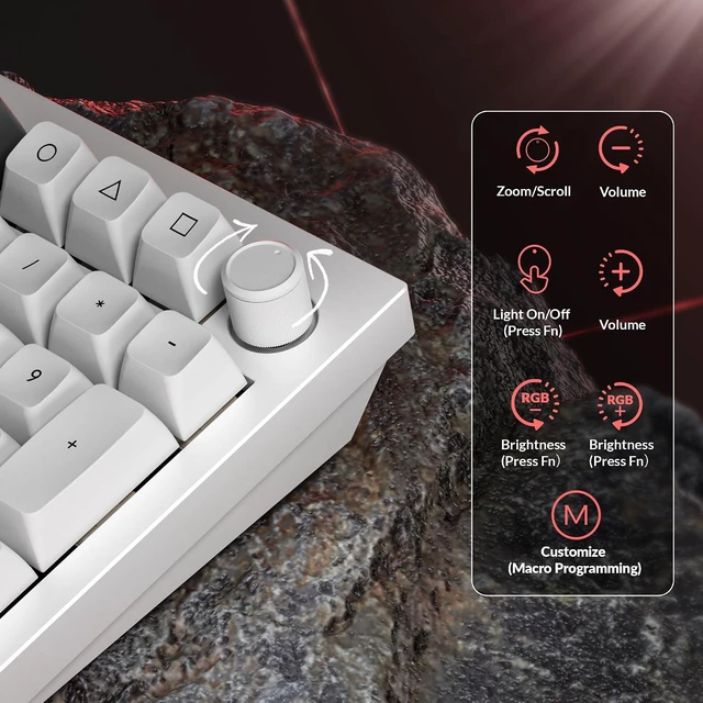 Alt view image 2 of 7 - Keychron Q5 Ultra 8K Polling Rate Wireless Custom Mechanical Keyboard 2.4 GHz & Bluetooth ZMK Launcher 660Hr Battery Aluminum Body with Hot-swappable Brown Switches for Mac Windows Linux - White