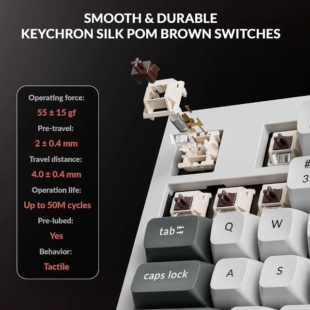 Alt view image 4 of 7 - Keychron Q5 Ultra 8K Polling Rate Wireless Custom Mechanical Keyboard 2.4 GHz & Bluetooth ZMK Launcher 660Hr Battery Aluminum Body with Hot-swappable Brown Switches for Mac Windows Linux - White