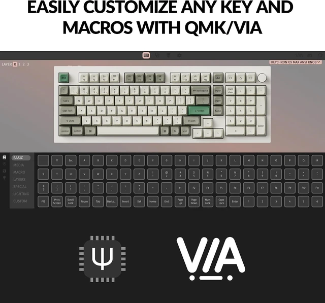Alt view image 2 of 7 - Keychron Q5 Max Wireless 2.4 GHz Bluetooth Custom Mechanical Keyboard
QMK Launcher, Full Aluminum Body, 96% Layout with Hot-swappable Gateron Red Switch for Mac Windows Linux - White