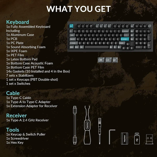 Alt view image 6 of 7 - Keychron Q5 Ultra 8K Polling Rate Wireless Custom Mechanical Keyboard 2.4 GHz & Bluetooth ZMK Launcher, 660Hr Battery Aluminum Body with Hot-swappable Brown Switches for Mac Windows Linux - Black