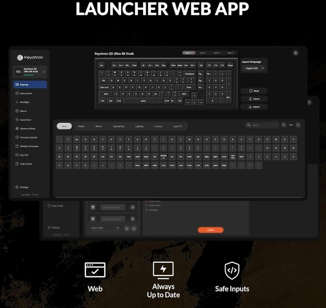 Alt view image 7 of 7 - Keychron Q5 Ultra 8K Polling Rate Wireless Custom Mechanical Keyboard 2.4 GHz & Bluetooth ZMK Launcher, 660Hr Battery Aluminum Body with Hot-swappable Brown Switches for Mac Windows Linux - Black
