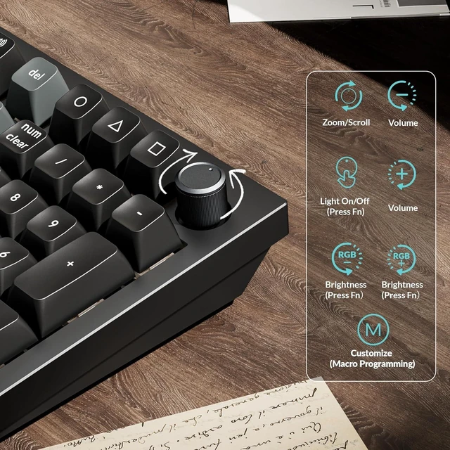Alt view image 2 of 7 - Keychron Q5 Ultra 8K Polling Rate Wireless Custom Mechanical Keyboard 2.4 GHz & Bluetooth ZMK Launcher, 660Hr Battery Aluminum Body with Hot-swappable Brown Switches for Mac Windows Linux - Black