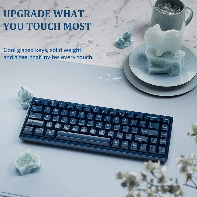 Alt view image 2 of 7 - Keychron Q16 HE 8K Ceramic Magnetic Keyboard, Navy Blue Ceramic case and keycaps, rapid trigger, wired Hall effect, RGB backlight, hot-swappable, Mac/Windows/Linux support