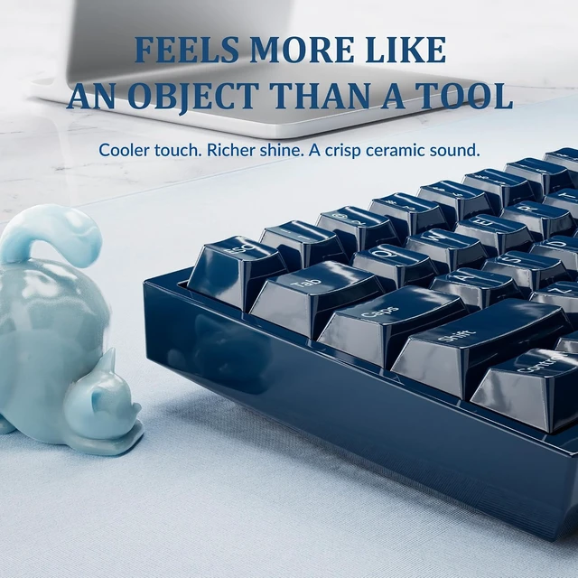 Alt view image 3 of 7 - Keychron Q16 HE 8K Ceramic Magnetic Keyboard, Navy Blue Ceramic case and keycaps, rapid trigger, wired Hall effect, RGB backlight, hot-swappable, Mac/Windows/Linux support