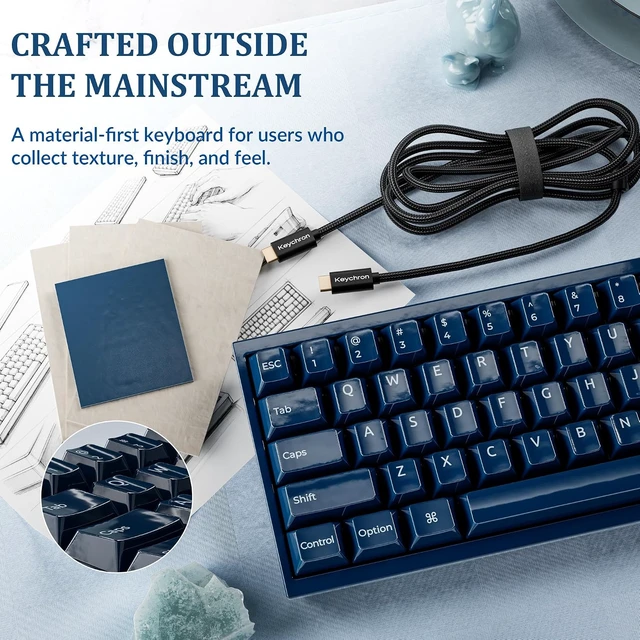 Alt view image 5 of 7 - Keychron Q16 HE 8K Ceramic Magnetic Keyboard, Navy Blue Ceramic case and keycaps, rapid trigger, wired Hall effect, RGB backlight, hot-swappable, Mac/Windows/Linux support