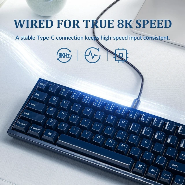 Alt view image 7 of 7 - Keychron Q16 HE 8K Ceramic Magnetic Keyboard, Navy Blue Ceramic case and keycaps, rapid trigger, wired Hall effect, RGB backlight, hot-swappable, Mac/Windows/Linux support