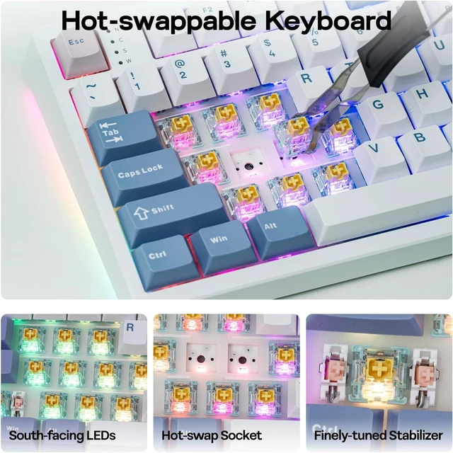 Alt view image 7 of 7 - EPOMAKER TH108 PRO Full Size Mechanical Keyboard with Screen & Knob
Wireless Gaming Keyboard with 10000mAh, Creamy Gasket, Hot Swap, Custom Driver, RGB Backlight (White, Creamy Jade)