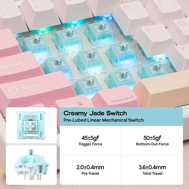 Alt view image 5 of 7 - EPOMAKER TH108 PRO Full Size Mechanical Keyboard with Screen & Knob Wireless Gaming Keyboard with 10000mAh, Creamy Gasket, Hot Swap, Custom Driver, RGB Backlight, NKRO (Pink, Creamy Jade)