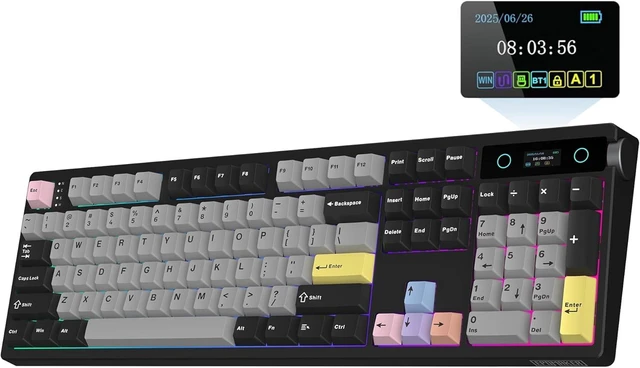 Main image of EPOMAKER TH108 PRO Full Size Mechanical Keyboard with Screen & Knob Wireless Gaming Keyboard with 10000mAh, Creamy Gasket, Hot Swap, Custom Driver, RGB Backlight (Black, Creamy Jade)