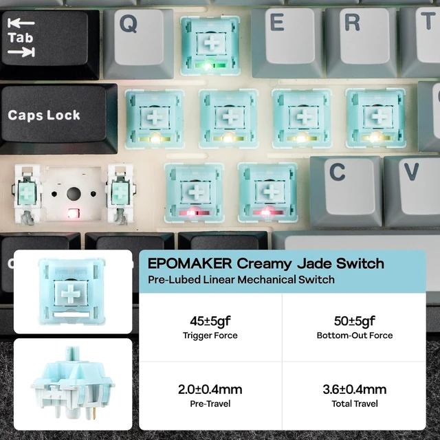 Alt view image 6 of 7 - EPOMAKER TH108 PRO Full Size Mechanical Keyboard with Screen & Knob Wireless Gaming Keyboard with 10000mAh, Creamy Gasket, Hot Swap, Custom Driver, RGB Backlight (Black, Creamy Jade)