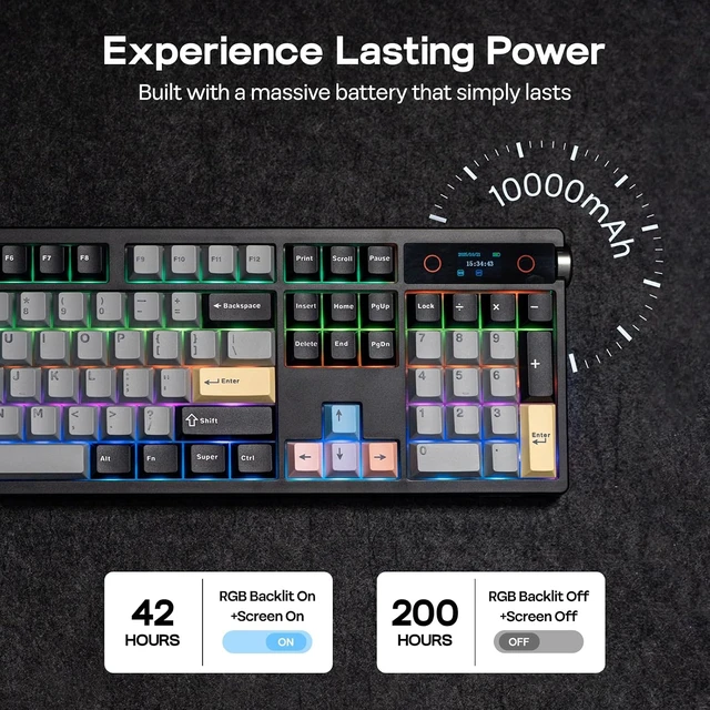 Alt view image 4 of 7 - EPOMAKER TH108 PRO Full Size Mechanical Keyboard with Screen & Knob Wireless Gaming Keyboard with 10000mAh, Creamy Gasket, Hot Swap, Custom Driver, RGB Backlight (Black, Creamy Jade)