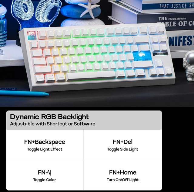 Alt view image 5 of 7 - EPOMAKER G84 HE Wireless Hall Effect Keyboard, 8K Polling & 8000mAh SOCD & DKS, Gaming Keyboard with Fast Trigger & Adjustable Actuation, RGB Backlit, PBT Keycap, Hot-Swap, for Win/Mac (White)