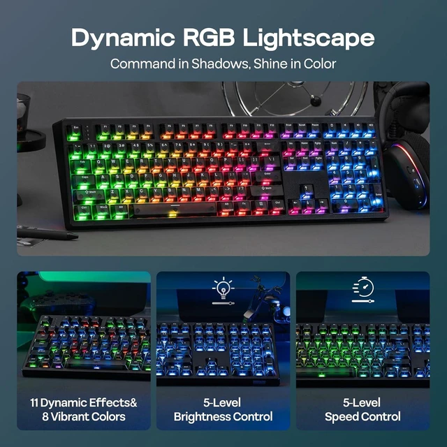Alt view image 5 of 7 - EPOMAKER HE108 Wireless Gaming Keyboard, 8K Polling & 10000mAh, SOCD & DKS
Full-Sized Hall Effect Keyboard with Rapid Triggering, Custom Driver, RGB Backlit, PBT Keycap (Black)