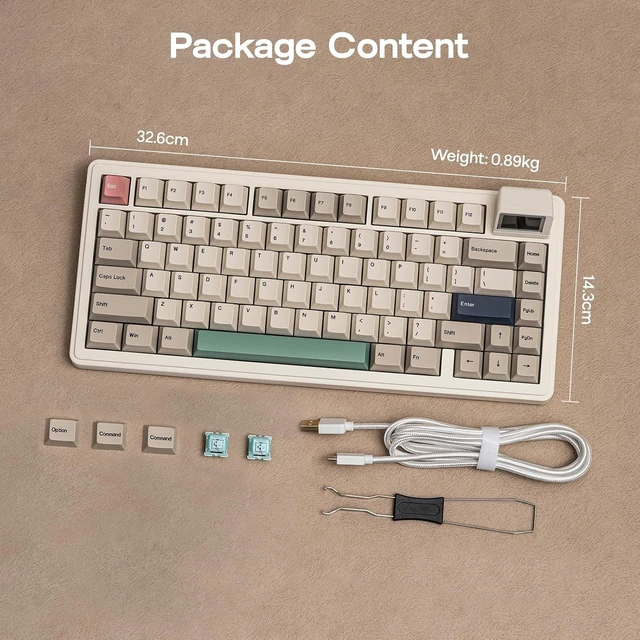 Alt view image 7 of 7 - EPOMAKER RT82 Wireless Mechanical Keyboard with Screen, VIA Custom
2.4GHz/USB-C/BT5.0, RGB Backlit, Gasket, 5-Paddings, PBT Keycaps, Hot-Swap Retro Gaming Keyboard (Creamy Jade)