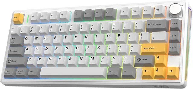 Main image of EPOMAKER TH80 V2 75% Wireless Mechanical Keyboard with Metal Knob, 8000mAh
2.4Ghz/BT/USB-C, RGB, Hot Swap, Custom Driver, PBT Keycap, Wireless Gaming Keyboard for PC/Mac (White, Creamy Jade)