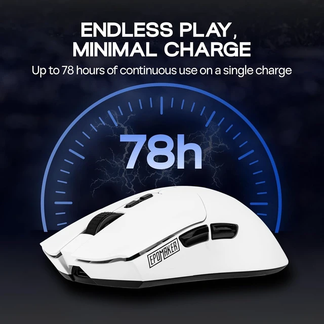 Alt view image 6 of 7 - EPOMAKER Click Lite Wireless Gaming Mouse, 800 to 12,000 DPI Adjustable, PAW3311 Sensor, 500mAh, 59g, 2.4G/BT/USB-C Rechargeable Wireless Mouse with 5 Programmable Buttons for PC/Mac/Linux (White)
