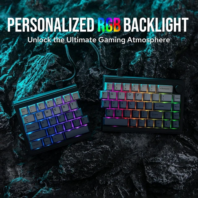 Alt view image 6 of 6 - EPOMAKER Split65 QMK/VIA Programmable Keyboard, Wireless Mechanical Keyboard in 2.4Ghz/BT/Type-C, Ergonomic Gaming Keyboard in Split Layout with RGB Backlit (Wisteria Linear Switch)