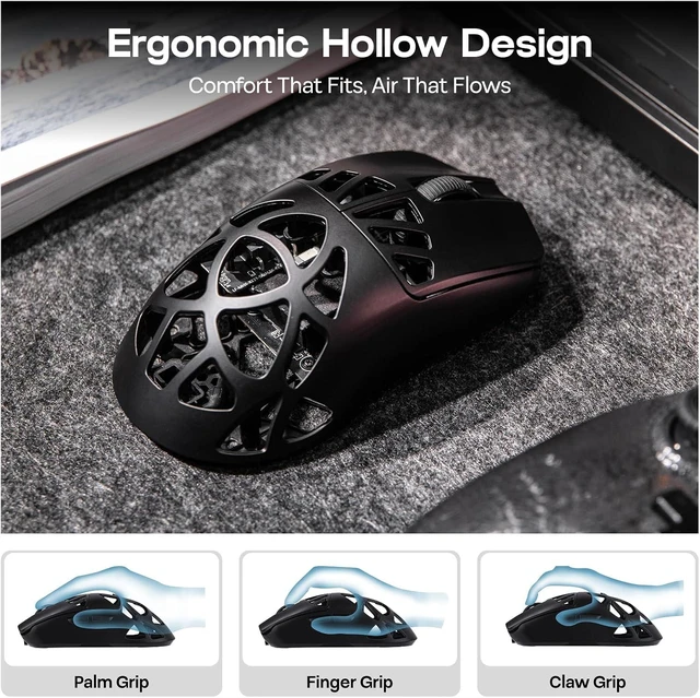Alt view image 3 of 7 - EPOMAKER Carbon X Wireless Gaming Mouse, 400 to 30,000 DPI Adjustable, PAW3950 Sensor, 50g Lightweight, Carbon Fiber Shell, 2.4G/BT/USB-C Rechargeable Wireless Mouse for PC/Mac/Linux