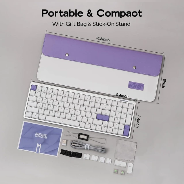 Alt view image 7 of 7 - EPOMAKER Luma100 Low Profile Aluminum Mechanical Keyboard, VIA Programmable
RGB Backlit, Hot-Swappable, Win/Mac/Linux Compatible, Wireless Portable Office Keyboard with Mac Modifier Keycaps