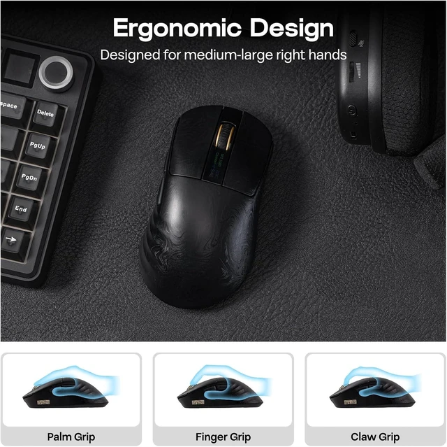 Alt view image 4 of 7 - EPOMAKER Carbonis Wireless Gaming Mouse with Digital Display, PAW3950 Sensor, 8K Polling, 30K DPI, Carbon Fiber Composite Shell, Ergonomic Right Hand Esports Mouse for PC Gaming (Black)
