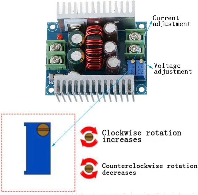Alt view image 3 of 7 - 2PCS CC CV DC 6-40V to 1.2-36V Buck Converter,20A 300W
Constant Current, Adjustable Step Down Voltage Regulator, Power Supply Module, with Short Circuit Protection Function