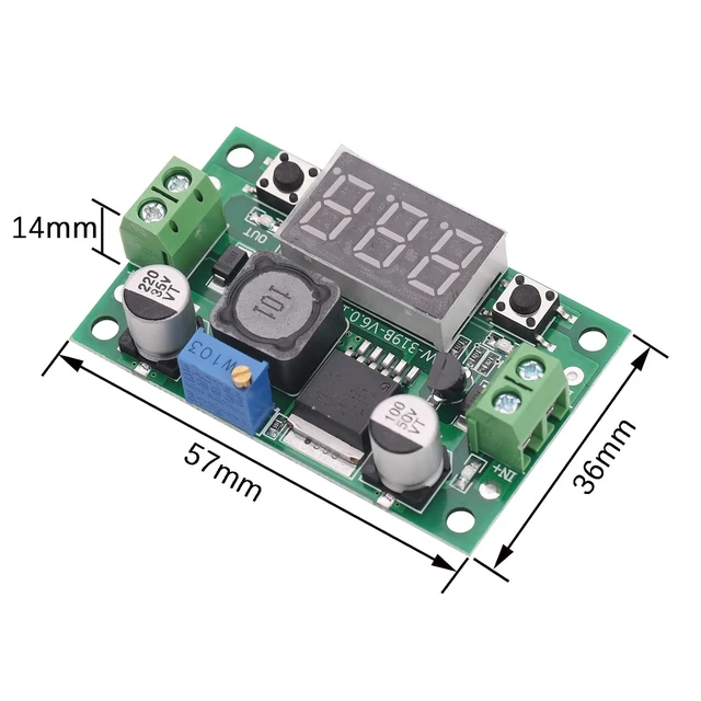Alt view image 6 of 7 - 2PCS LM2596 Adjustable DC to DC Step Down Power Convert Module
4.0-40V Input, 1.25-37V Output, Buck Converter, with LED Voltmeter Digital Display