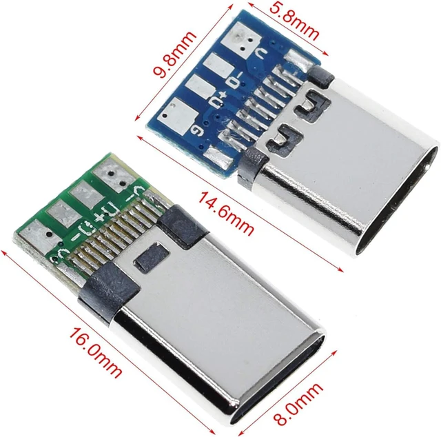 Alt view image 3 of 6 - 10PCS USB 3.1 Type C Connector 24 Pins Male Female Plug Socket
Receptacle Adapter to Solder Wire & Cable, 24P PCB Board Support Module