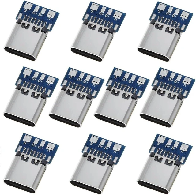 Main image of 10PCS USB 3.1 Type C Connector 24 Pins Female Plug Socket Receptacle Adapter to Solder Wire & Cable 24P PCB Board Support Module